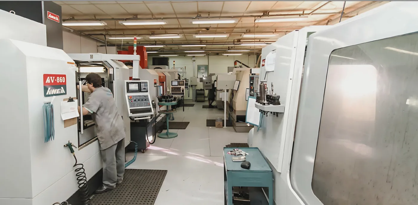 Parque de máquinas CNC na planta da Fastparts