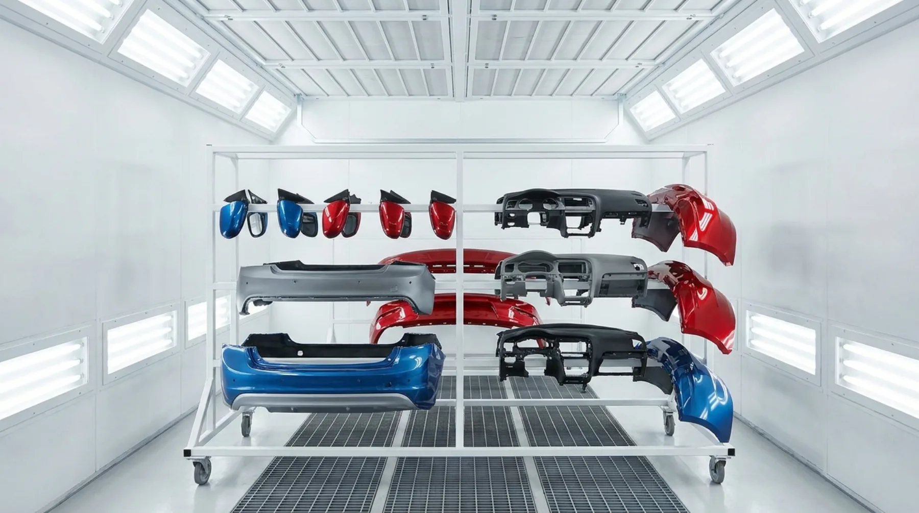 Peças protótipo com acabamento em pintura automotiva